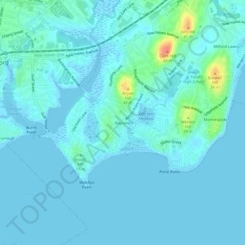 Bayview topographic map, elevation, terrain