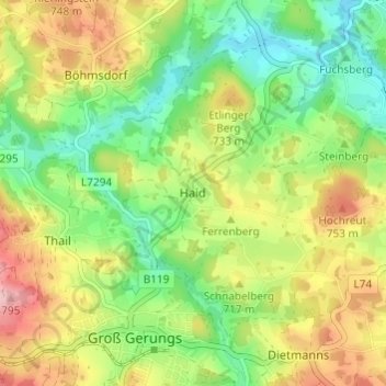 Haid topographic map, elevation, terrain