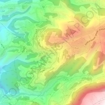 El Kfour topographic map, elevation, terrain