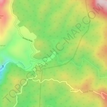 Lake and view point topographic map, elevation, terrain