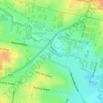 Kiola Street Reserve topographic map, elevation, terrain