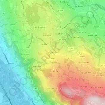 Chez Philippin topographic map, elevation, terrain