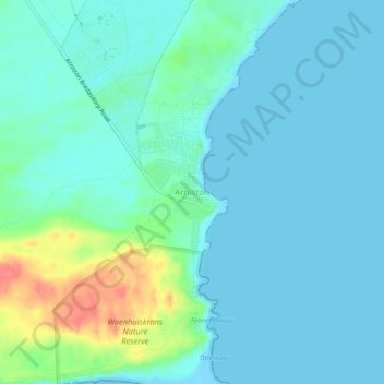 Arniston topographic map, elevation, terrain