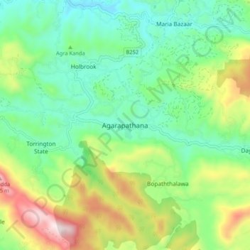 Agarapathana topographic map, elevation, terrain