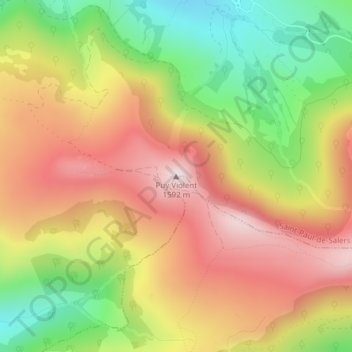 Puy Violent topographic map, elevation, terrain