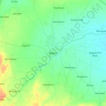 Begun topographic map, elevation, terrain