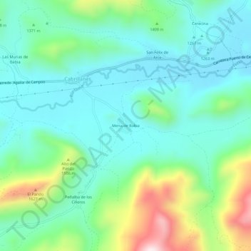 Mena de Babia topographic map, elevation, terrain