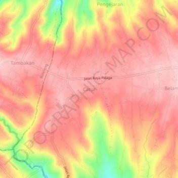 Catur topographic map, elevation, terrain