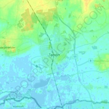 Tønder topographic map, elevation, terrain