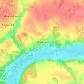 Tapdrup topographic map, elevation, terrain