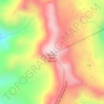 Banded Peak topographic map, elevation, terrain