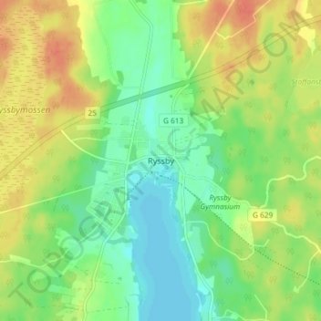 Ryssby topographic map, elevation, terrain