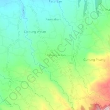 Cibitung Kulon topographic map, elevation, terrain