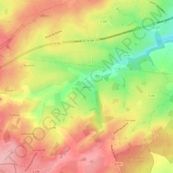 Coursier topographic map, elevation, terrain