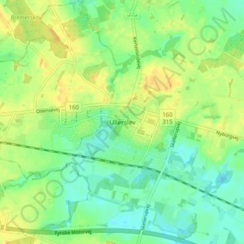 Ullerslev topographic map, elevation, terrain
