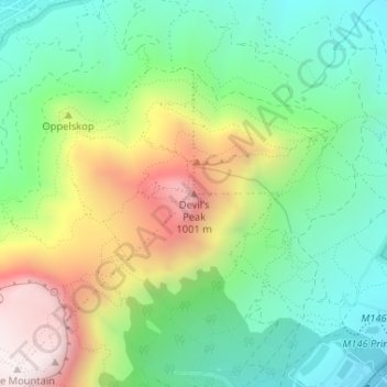 Devil's Peak topographic map, elevation, terrain