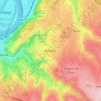 Bellaire topographic map, elevation, terrain