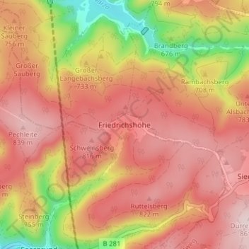 Friedrichshöhe topographic map, elevation, terrain