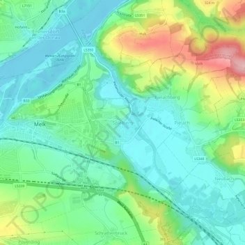 Spielberg topographic map, elevation, terrain