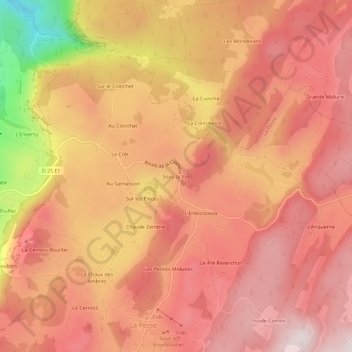 Sous la Vye topographic map, elevation, terrain