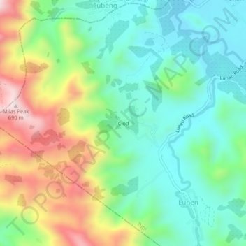 Clod topographic map, elevation, terrain