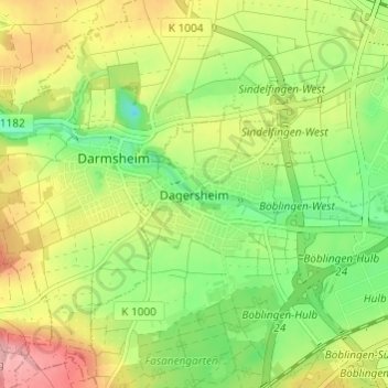 Dagersheim topographic map, elevation, terrain
