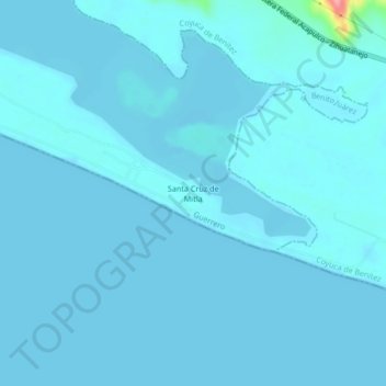 Santa Cruz de Mitla topographic map, elevation, terrain
