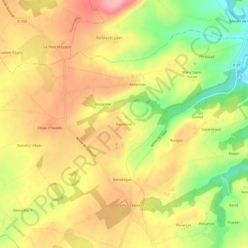 Kerminot topographic map, elevation, terrain