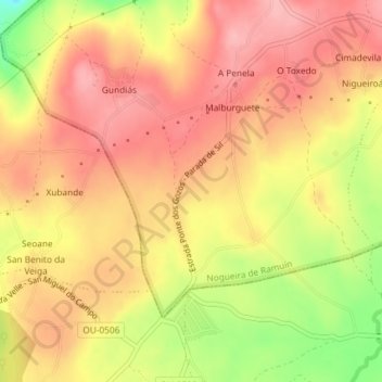 Fontela topographic map, elevation, terrain
