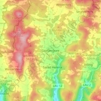 Großengsee topographic map, elevation, terrain