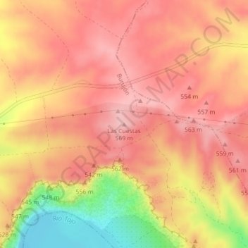 Las Cuestas topographic map, elevation, terrain