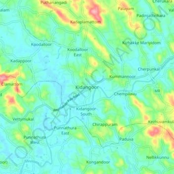 Kidangoor topographic map, elevation, terrain
