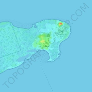 Utila topographic map, elevation, terrain