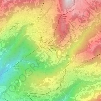 Arveyes topographic map, elevation, terrain