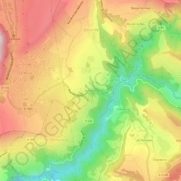 Le Crozet topographic map, elevation, terrain