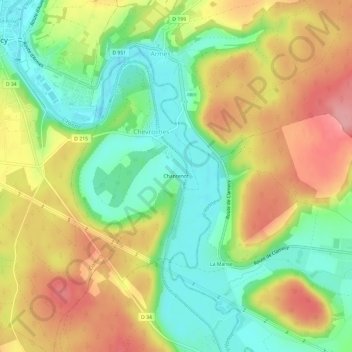 Chantenot topographic map, elevation, terrain