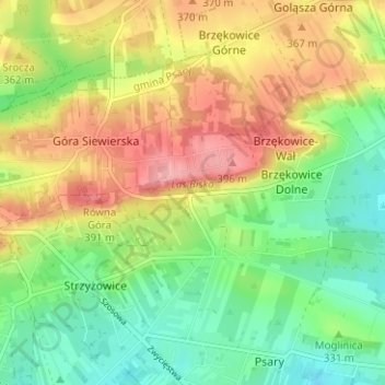 Strzyżowice - Biska topographic map, elevation, terrain