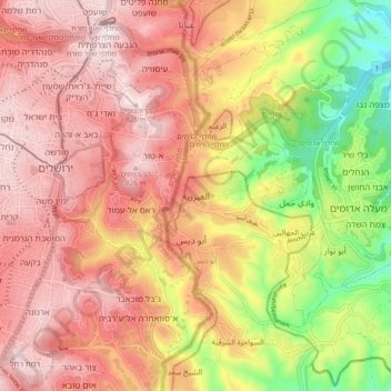 al-Eizariya topographic map, elevation, terrain