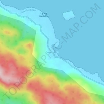 Sembilan topographic map, elevation, terrain