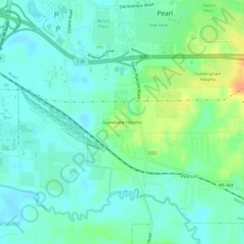 Grandview Heights topographic map, elevation, terrain