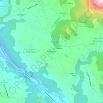 Le Villardon topographic map, elevation, terrain