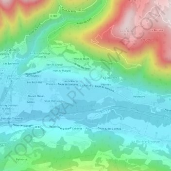 La Pallud topographic map, elevation, terrain