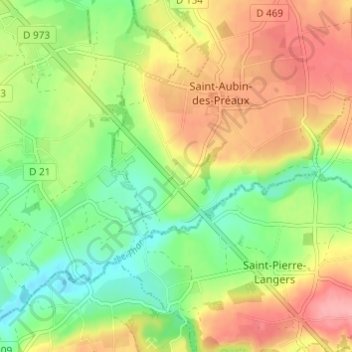 Cran topographic map, elevation, terrain