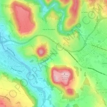 Malescot topographic map, elevation, terrain