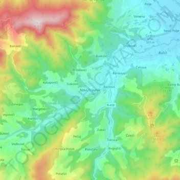 Novi Travnik topographic map, elevation, terrain