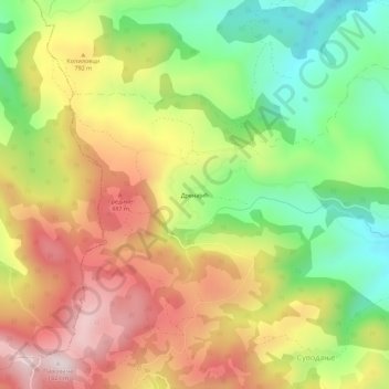 Drenajic topographic map, elevation, terrain