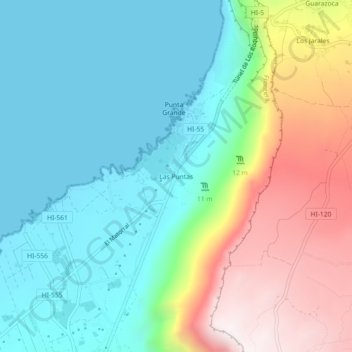 Las Puntas topographic map, elevation, terrain
