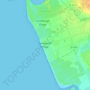 Denneville Plage topographic map, elevation, terrain