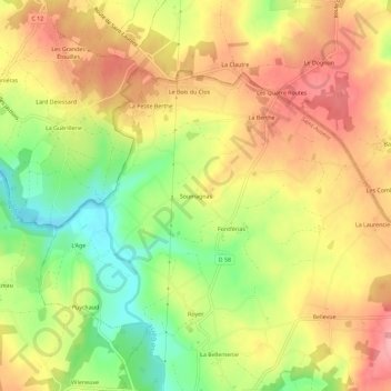 Soumagnas topographic map, elevation, terrain
