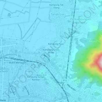 Kampung Cross Street topographic map, elevation, terrain